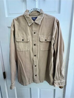 Ralph Lauren Men's Tan Corduroy Button-Up Shirt Jacket